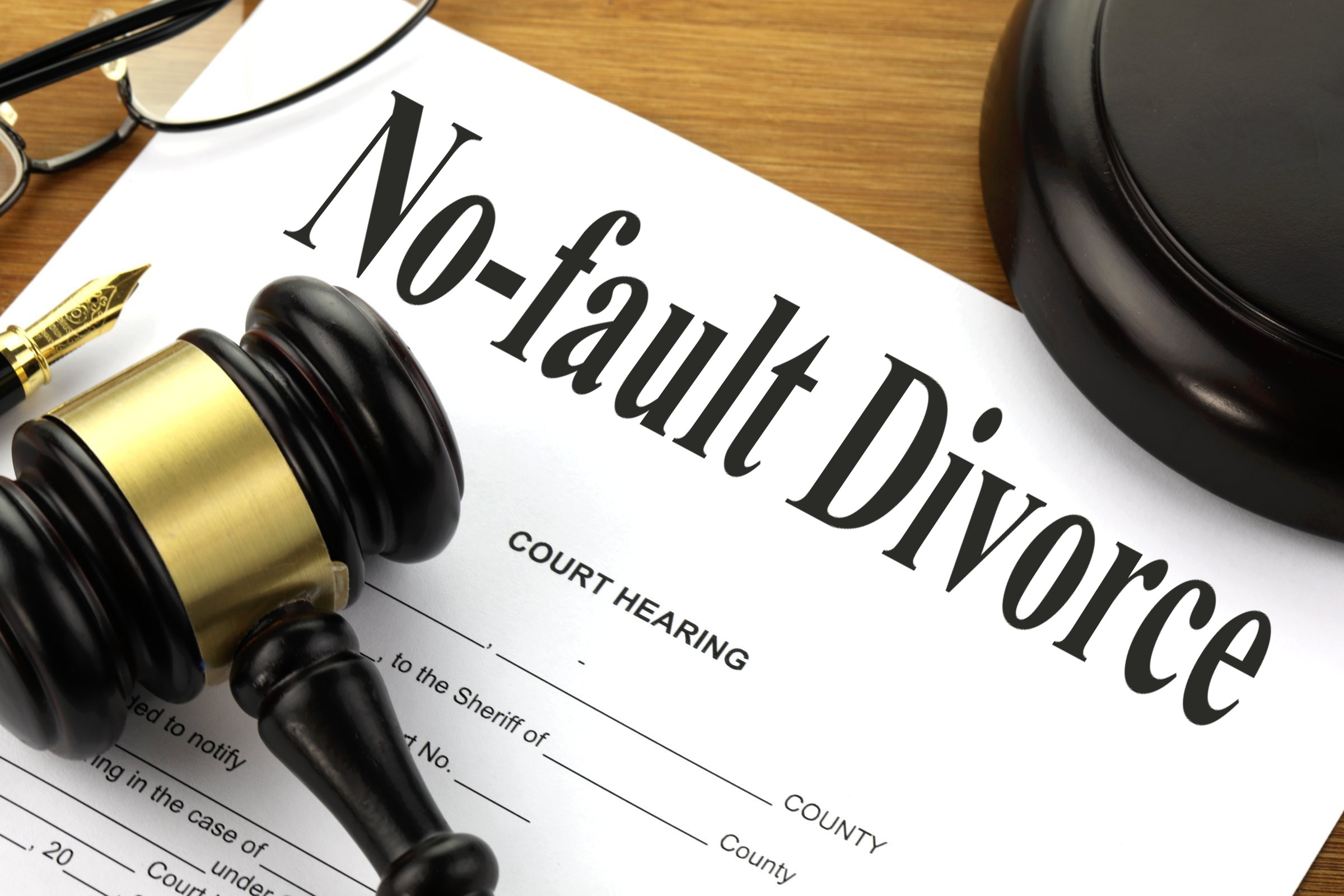 no fault divorce paper on a table